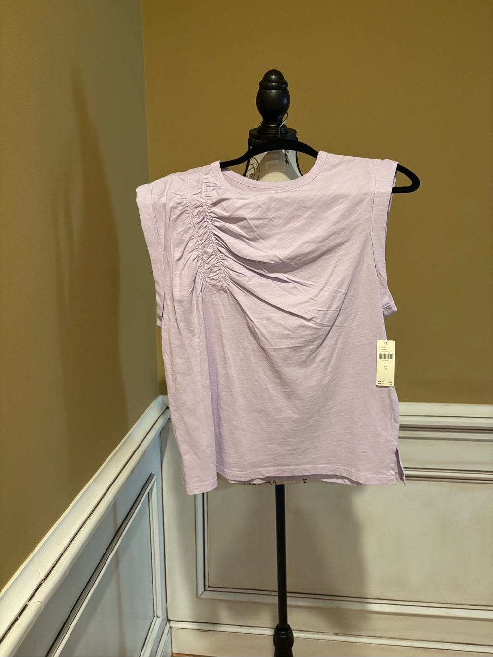Pilcro Lavender Ruched-Shoulder Tank Top